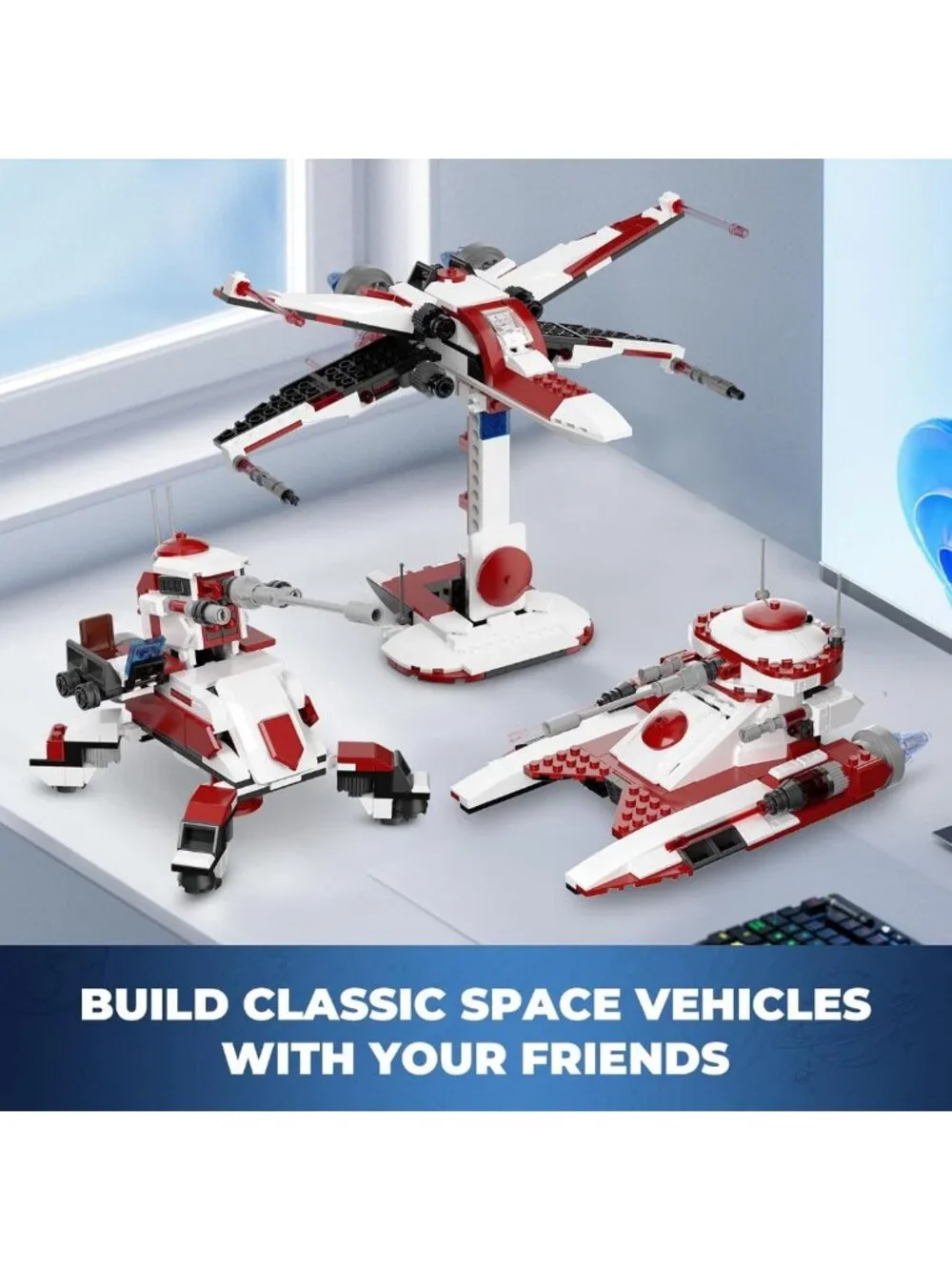 3-in-1 Space Vehicle Building Set - Fighter, Battle Tank & Cannon Toy for Kids